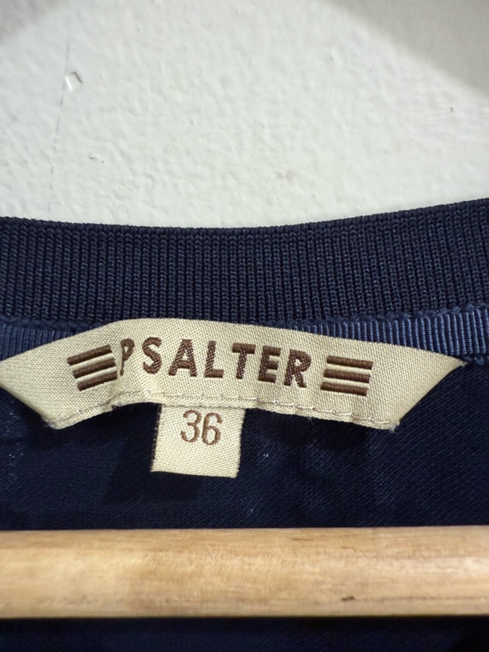 PSALTER Navy Crewneck Sweater with White Script Print and Rainbow Patch by - Picture 2 of 6